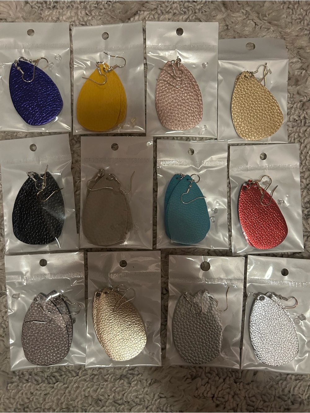 Leather Teardrop Earrings - Assorted Colors